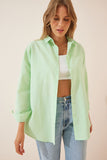 Açık Yeşil Oversize Uzun Basic Gömlek DD00842