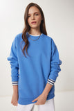 Gök Mavi Şardonlu Basic Sweatshirt OW00001