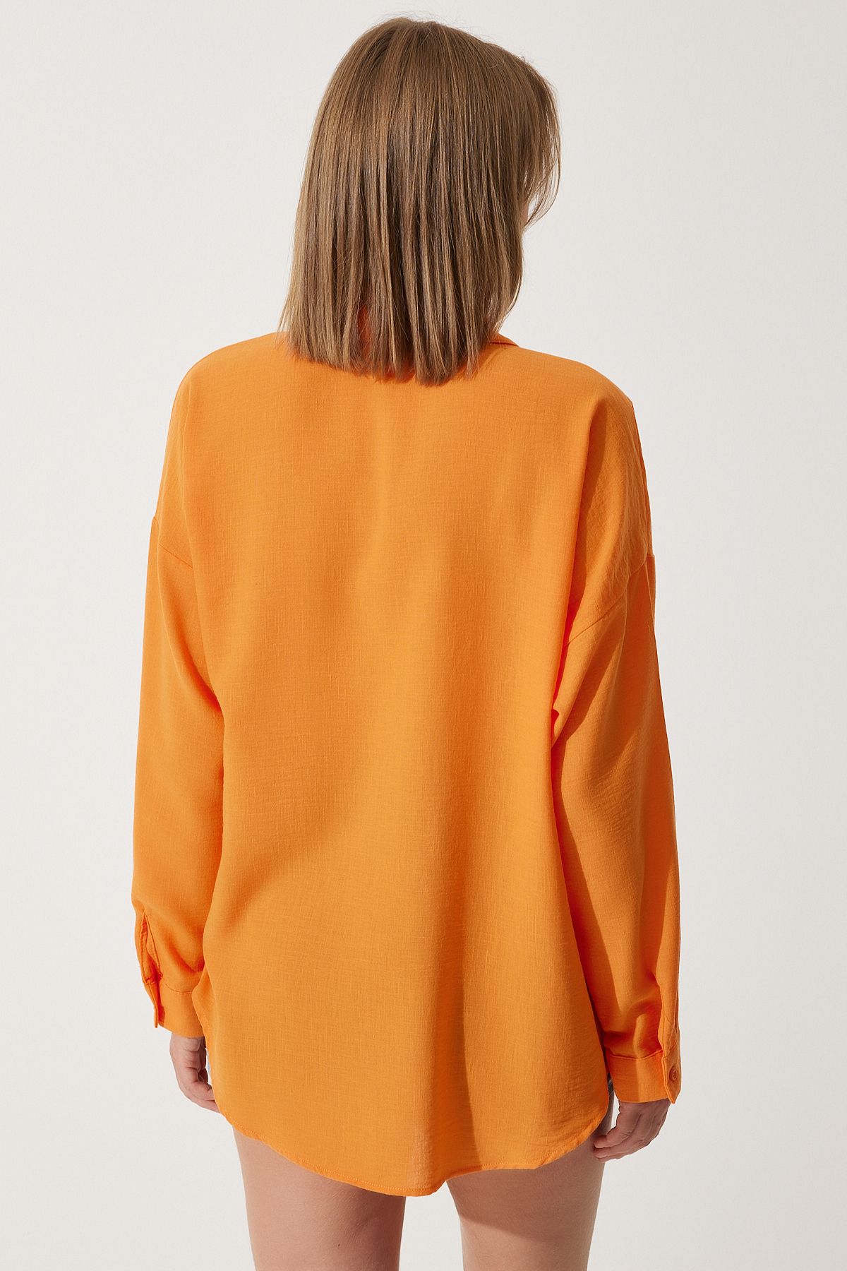 Oranj Oversize Keten Ayrobin Gömlek DD01222