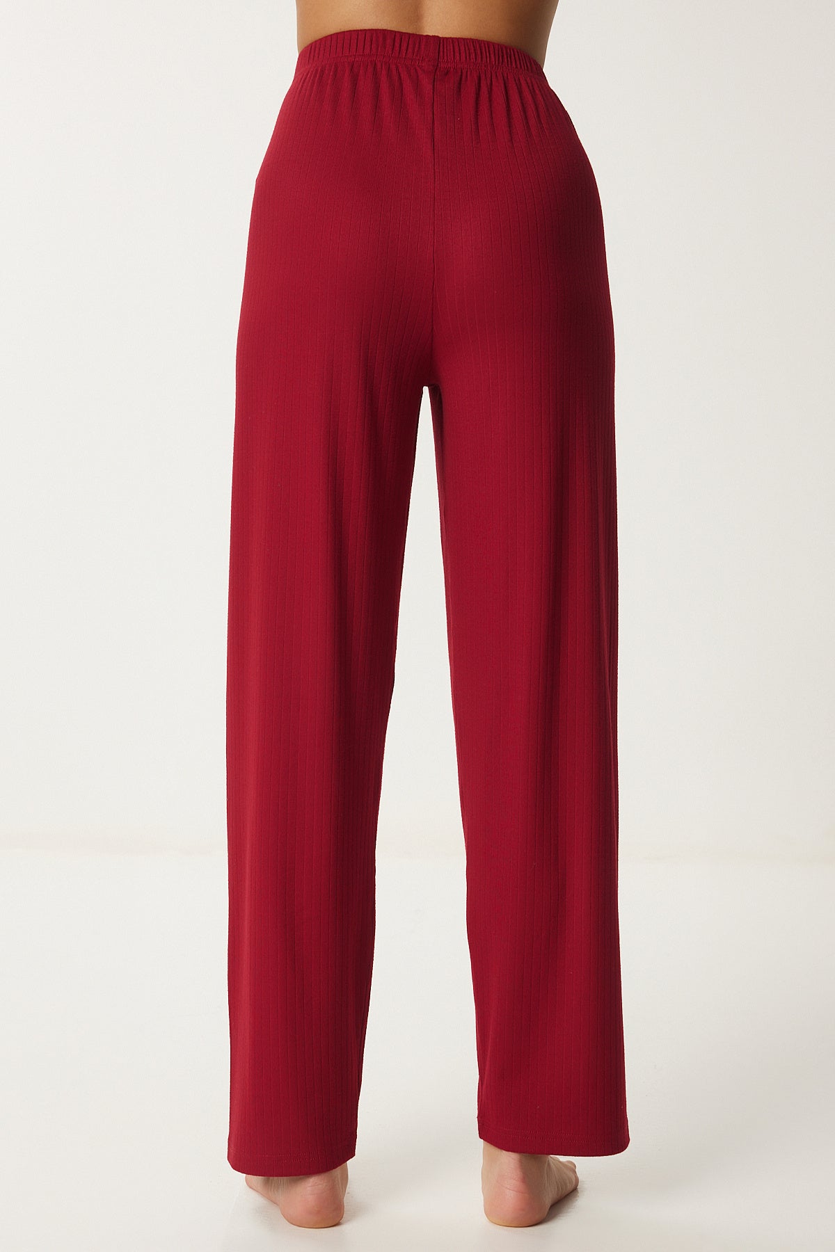 Bordo Gömlek Alt Örme Pijama Takımı PQ00001