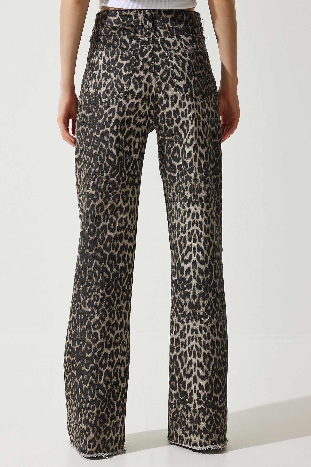 Siyah Bej Leopar Desenli Palazzo Jean VC00002