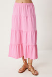 Pembe Oversize T-Shirt Volanlı Örme Etek Takım UB00291