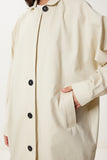 Krem Oversize Dokuma Trençkot FG00054