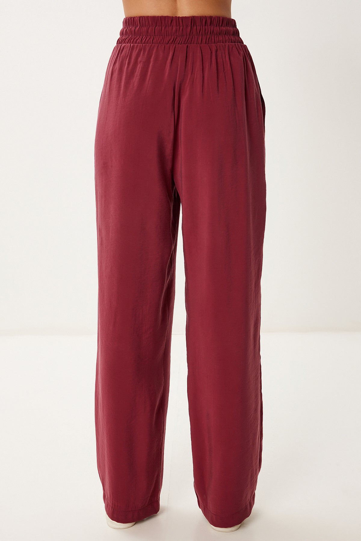 Bordo Geniş Paça Yazlık Modal Pantolon BV00157