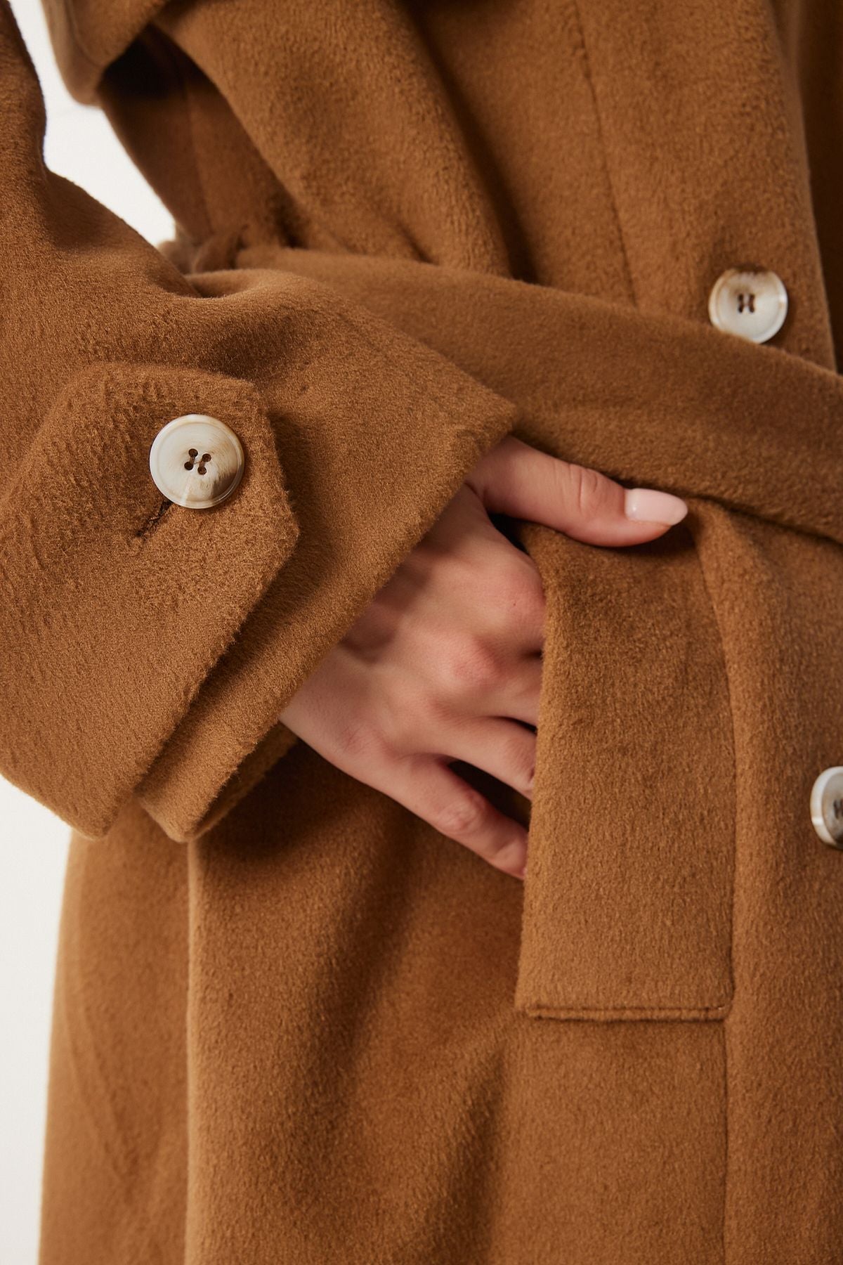 Camel Premium Oversize Kaşe Kaban FN03441