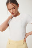 Kemik Boncuklu Fiyonk Detaylı Örme T-Shirt ZV00290