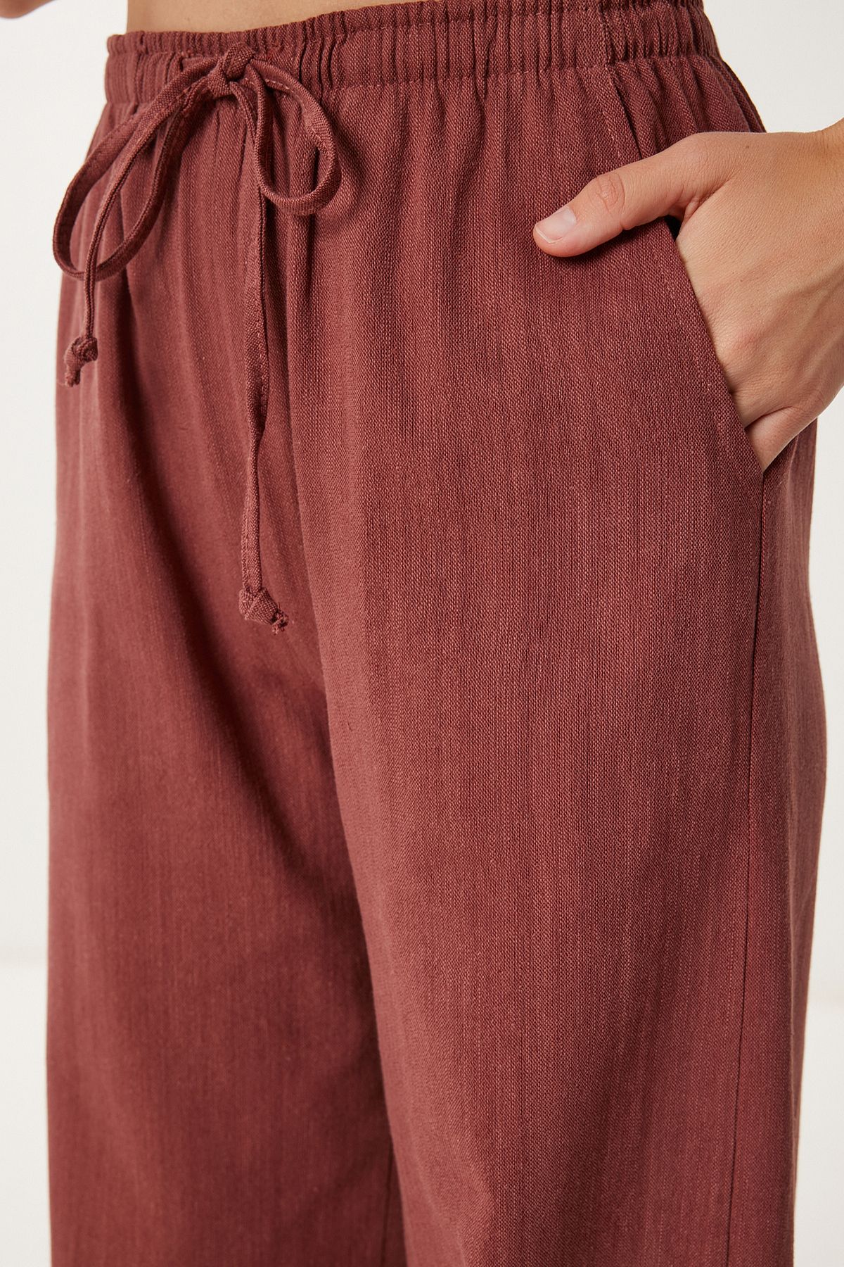 Bordo Keten Yelek Pantolon Takım NO00025