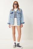 Açık Mavi Boyfriend Denim Ceket RI00008
