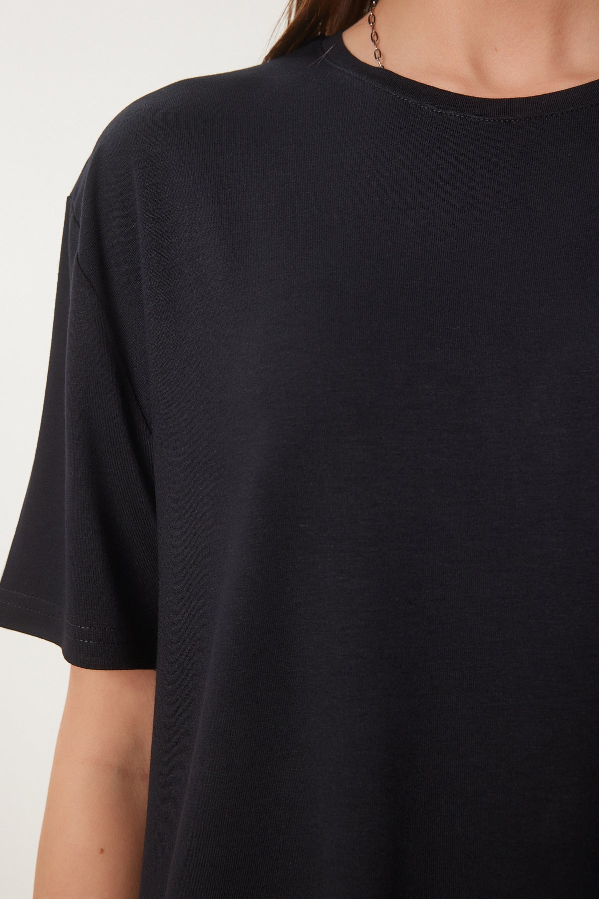 Siyah Basic Örme T-Shirt EN00642