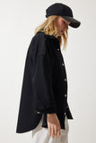Siyah Cepli Oversize Gabardin Ceket RV00176