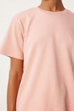 Somon Bisiklet Yaka %100 Pamuk Penye T-Shirt FN03265