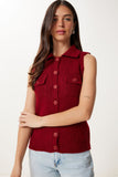 Bordo Polo Yaka Triko Yelek YY00244
