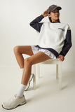 Beyaz Antrasit Blok Renkli Şardonlu Sweatshirt OW00005