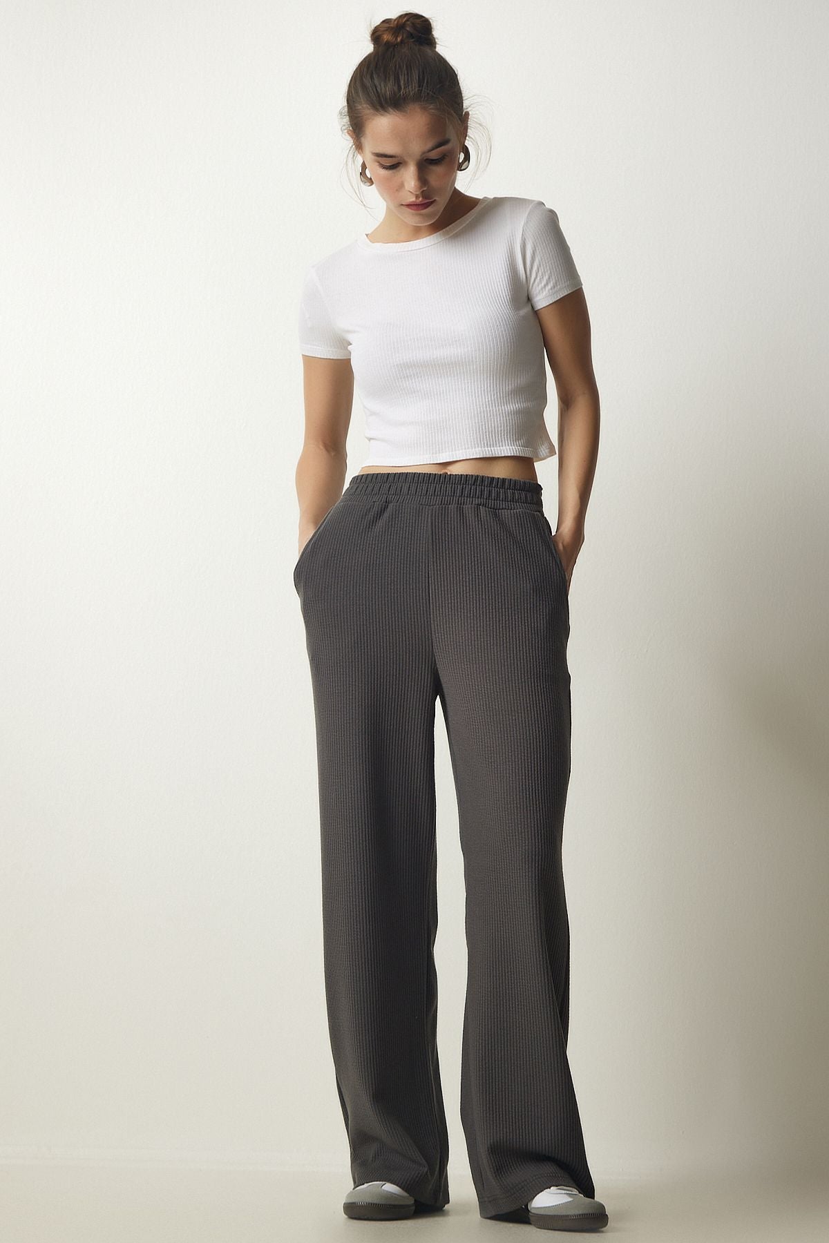 Füme Fitilli Örme Pantolon EW00005