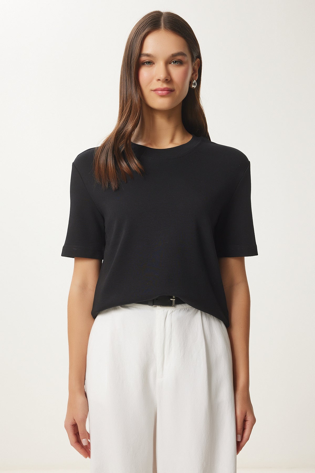 Siyah Füme 2'Li Paket Pamuklu Basic Örme T-Shirt AG00002