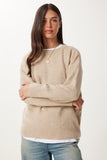 Canlı Krem Oversize Triko Kazak PN00054