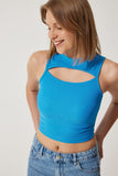 Mavi Cut Out Detaylı Fitilli Crop Örme Bluz KH00089