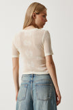 Krem Ajurlu Yazlık Crop Triko Bluz YY00216