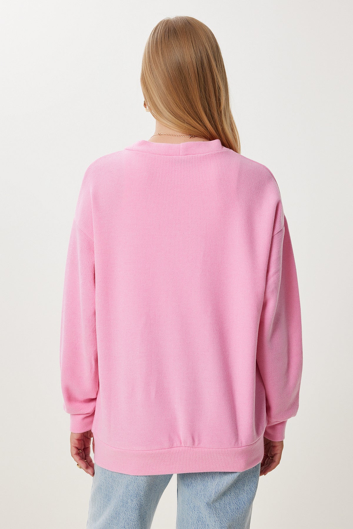 Pembe Cepli Uzun Triko Hırka UB00421