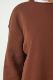 Kahverengi Şardonlu Oversize Örme Sweatshirt NJ00131