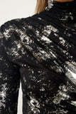 Siyah Büzgülü Işıltılı Sandy Bluz FF00148