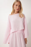 Pembe Müslin Bluz Etek Takım RV00206