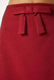 Bordo Fiyonk Detaylı Mini Dokuma Etek UL00043