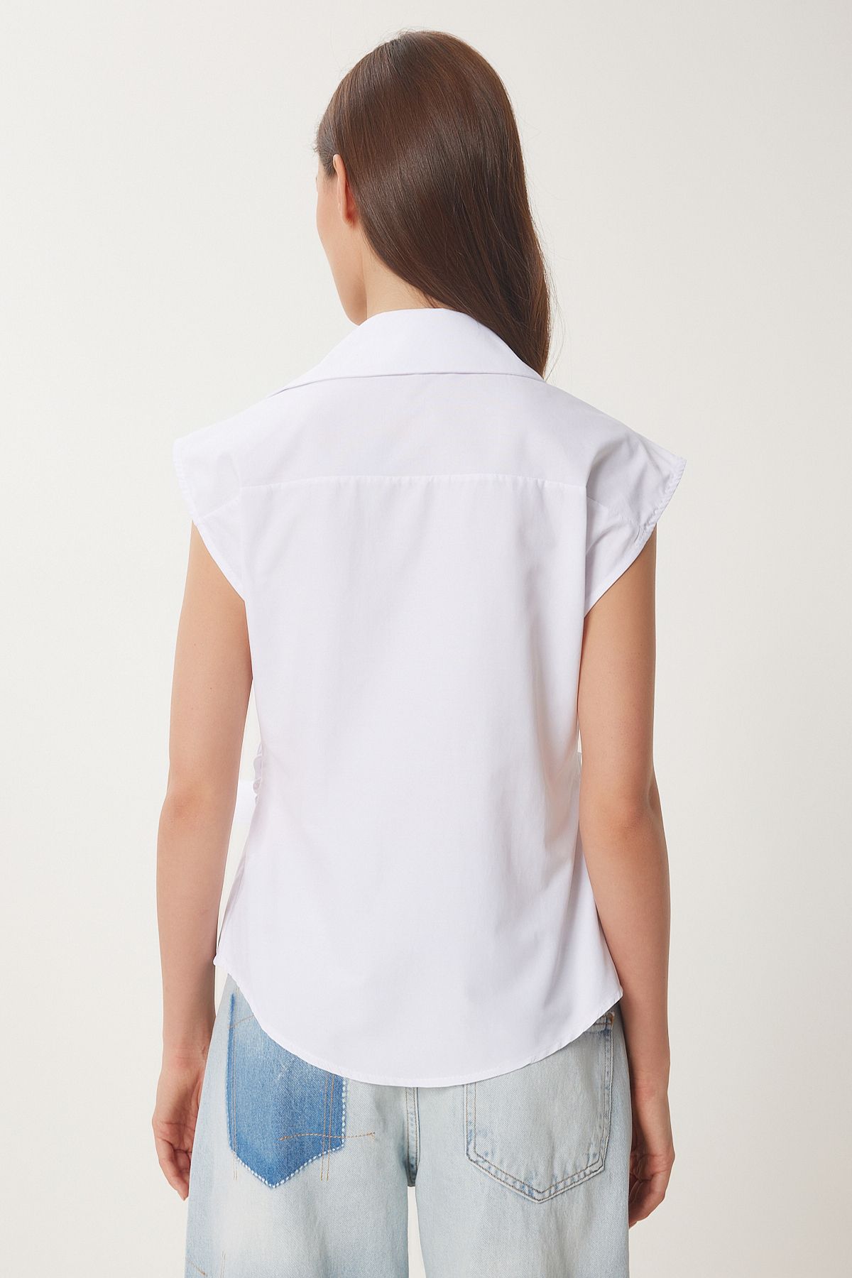 Beyaz Gömlek Yaka Anvelop Poplin Bluz HF00467