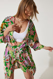 Yeşil Yazlık Viskon Kimono Şort Takım BP00161