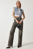 Siyah Bej Leopar Desenli Palazzo Jean VC00002