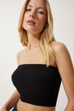 Siyah Beyaz Straplez Örme 2'Li Paket Büstiyer UB00233