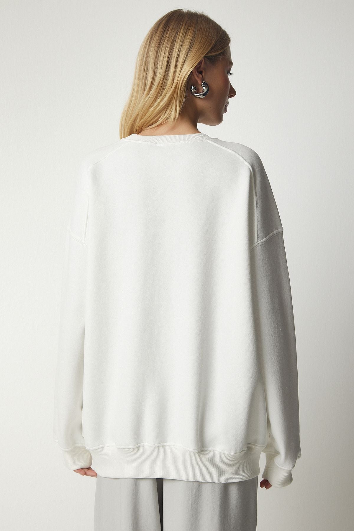 Ekru Şardonlu Oversize Sweatshirt MC00232