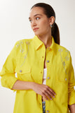 Sarı Taşlı Oversize Gabardin Gömlek Ceket SA00040