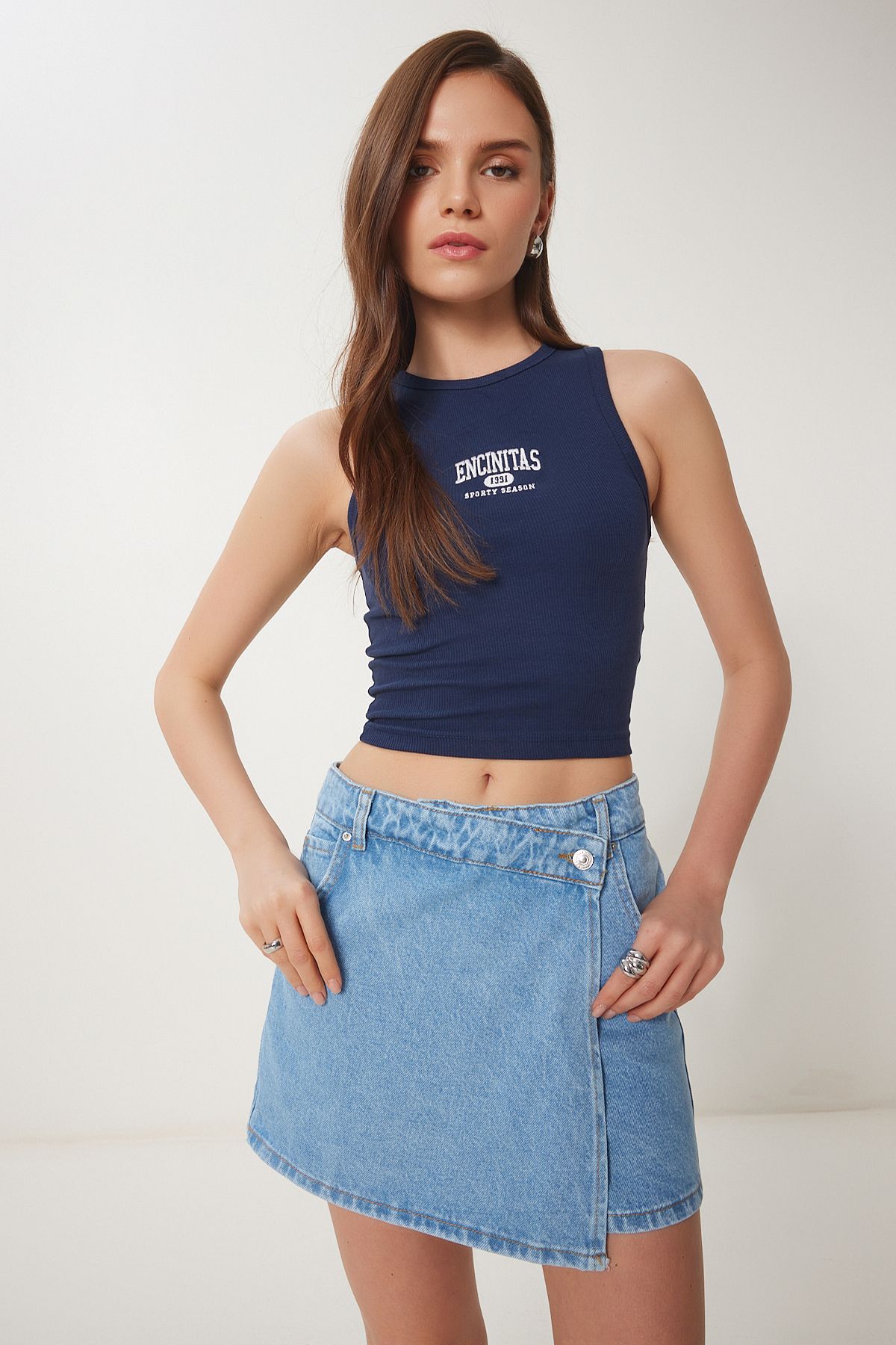 Mavi Mini Denim Şort Etek OK00066