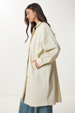 Krem Oversize Dokuma Trençkot FG00054
