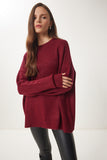 Bordo Yumuşak Dokulu Triko Kazak MX00240