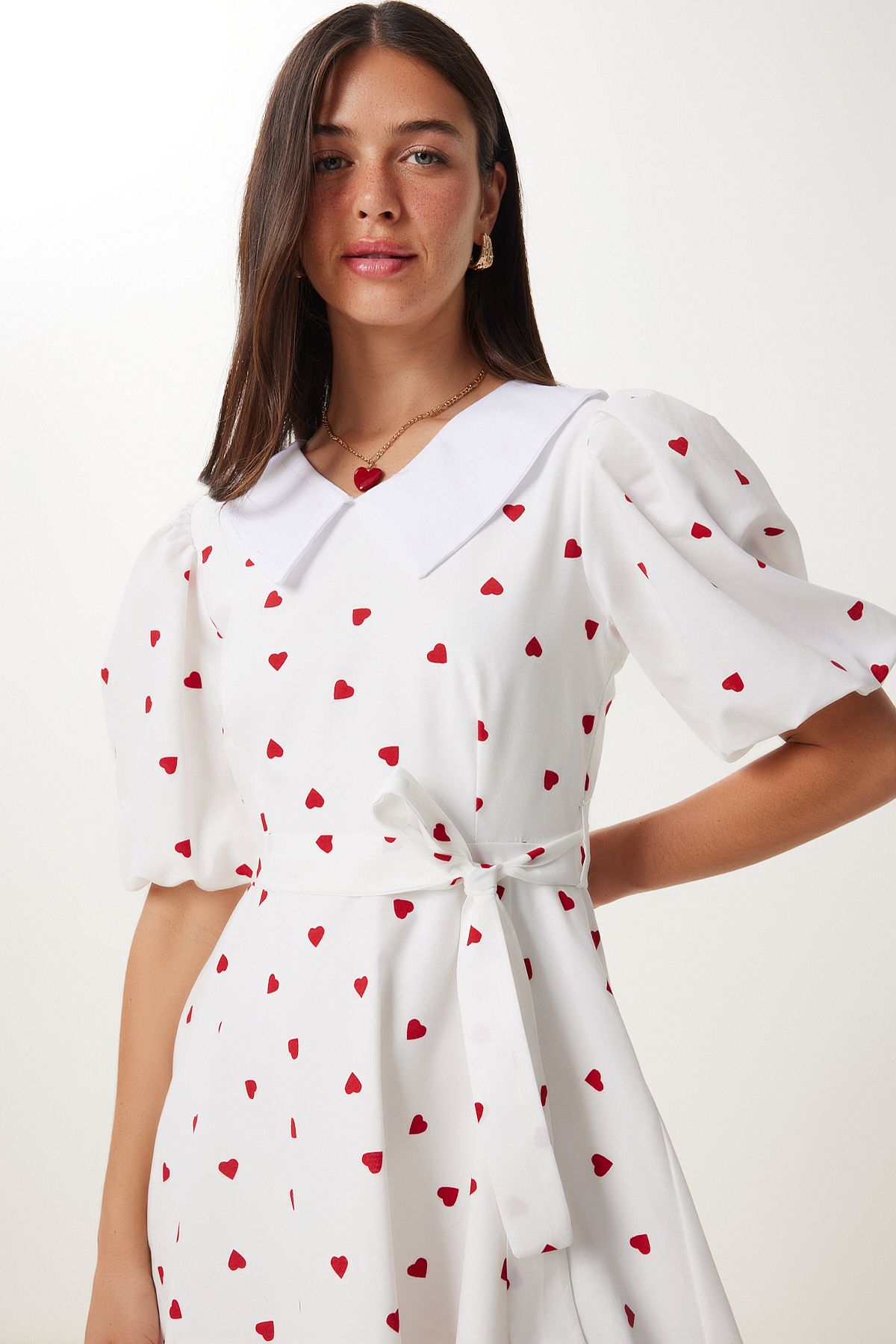 Ekru Kalpli Kuşaklı Mini Dokuma Elbise DK00174