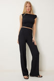 Siyah Dokulu Yazlık Bluz Pantolon Takım FW00009