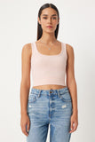 Açık Pudra Kare Yaka Askılı Fitilli Crop Bluz BF00058