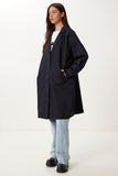 Siyah Oversize Dokuma Trençkot FG00054