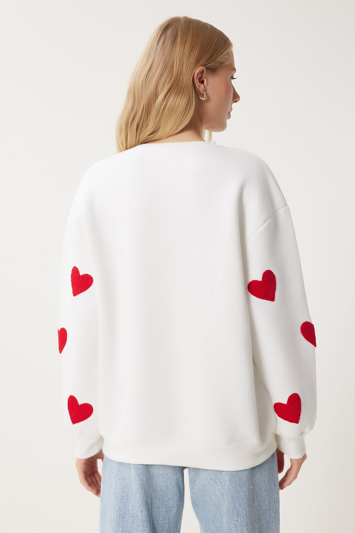 Ekru Kalpli Dokulu Şardonlu Örme Sweatshirt MP00030