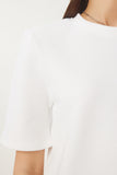 Beyaz Vatkalı Pamuklu Örme T-Shirt DZ00121