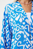 Canlı Mavi Desenli Viskon Kimono EN00615