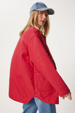 Kırmızı Cepli Oversize Kapitone Mont FO00001