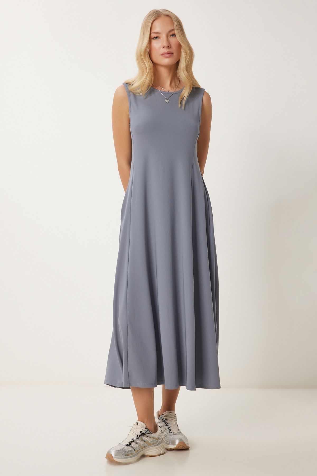 Füme Cepli Yazlık Kloş Midi Elbise UB00329
