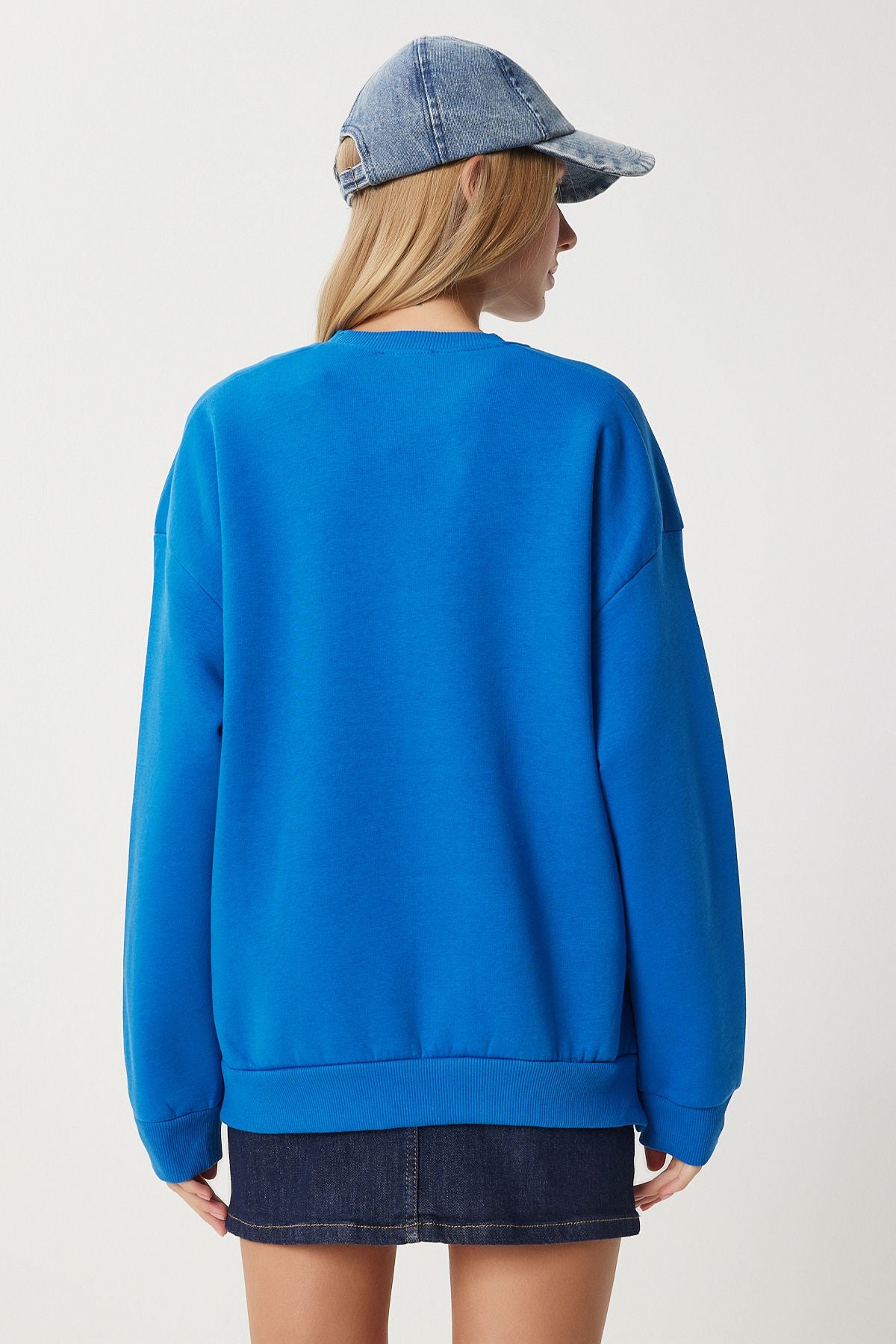 Koyu Mavi Fermuar Detaylı Şardonlu Örme Sweatshirt UB00148