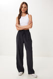 Siyah Geniş Paça Yazlık Modal Pantolon BV00157