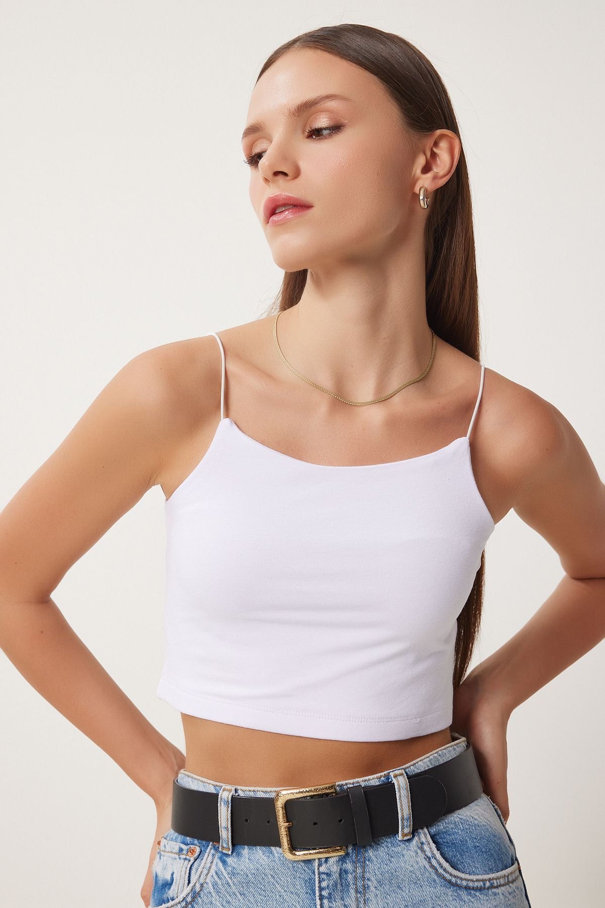Siyah Beyaz Vizon İp Askılı 3'Lü Paket Örme Büstiyer Lİ00114