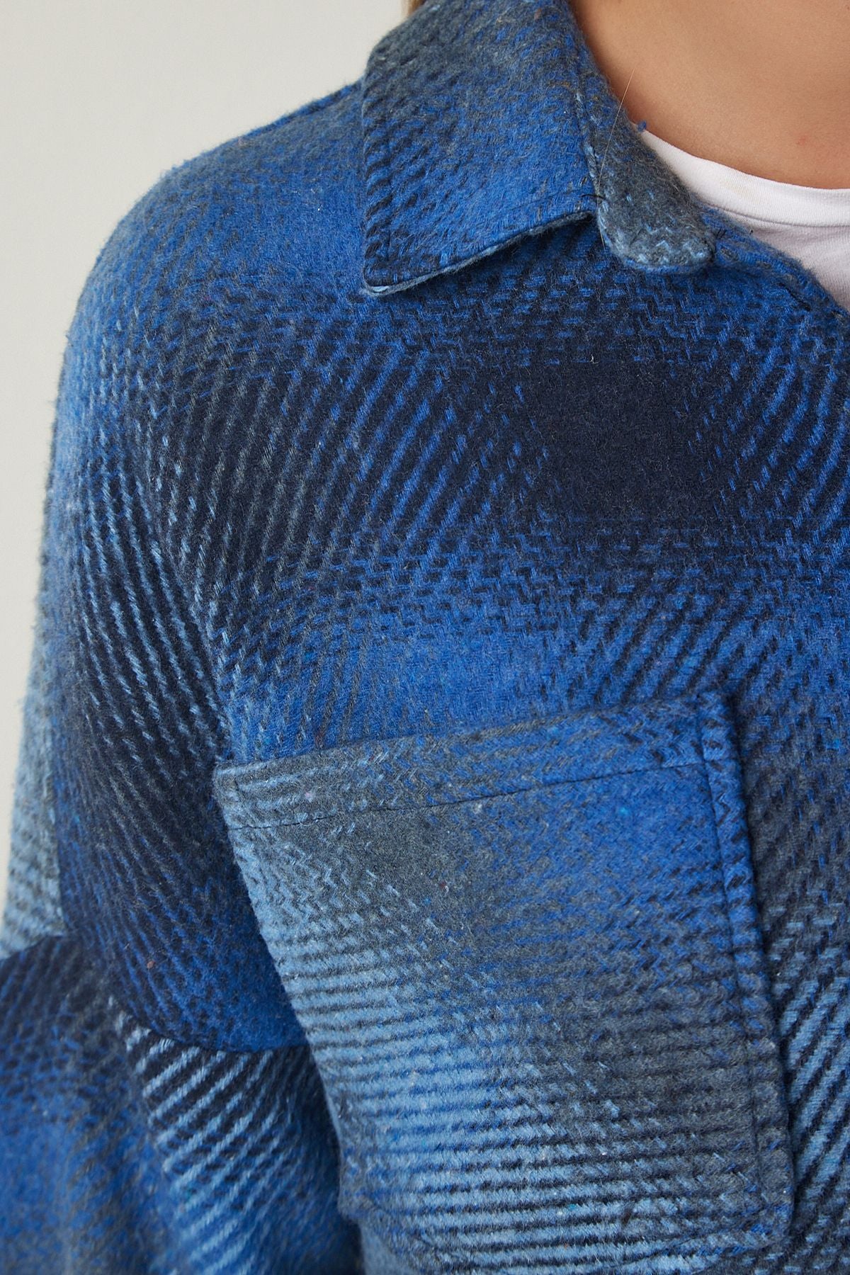 Mavi Oduncu Oversize Kaşe Gömlek Ceket TU00035
