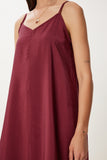 Bordo Askılı Basic Yazlık Modal Elbise FN03474
